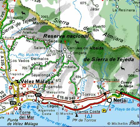 Andalusie, Competa Map Costa del Sol